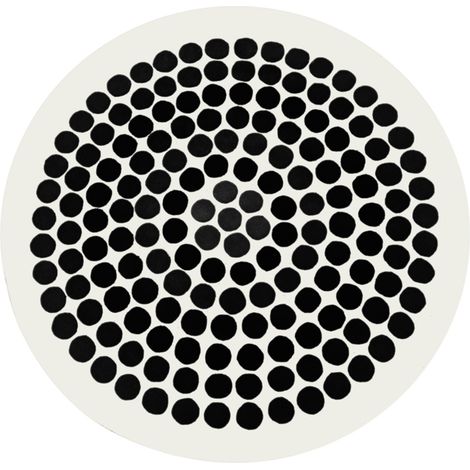 Tapis Rond Laine – Design Géométrique – 104 cm – Yoler Blanc / Noir