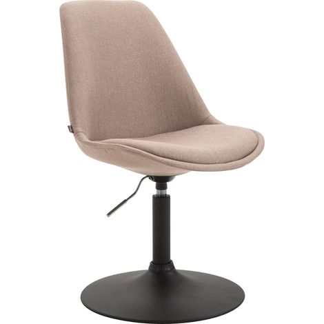 Chaise de salle à manger x1 pivotante hauteur réglable en tissu taupe et pied trompette en métal noir 100003773 (1/5)
