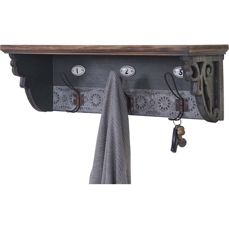 Wandgarderobe HHG-078, Wandhaken, Tanne Holz massiv Vintage 22x60x18cm