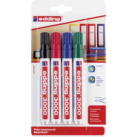 Edding 3000 Permanent Marker 4er Set 1,5 - 3 mm Marker