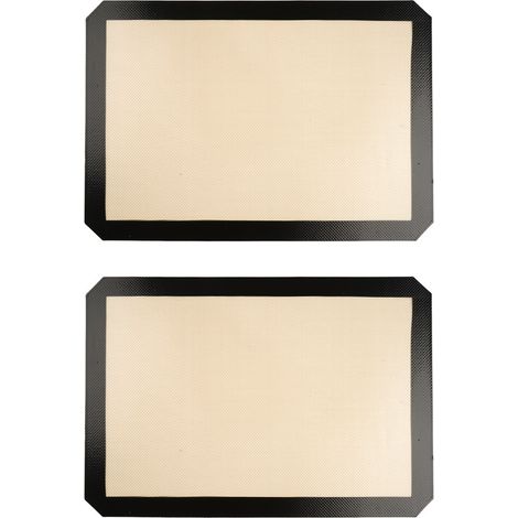 2 pièces Tapis de cuisson rectangulaire, 42 x 29,5 cm, silicone antiadhésif alimentaire, rouge/noir/gris (1/5)
