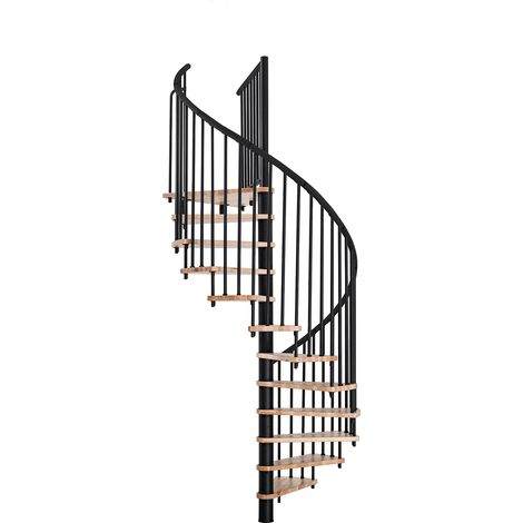 Minka Spindeltreppe Spiral Effect 38 - 305,5cm Geschosshöhe Buche Schwarz 160cm Durchmesser