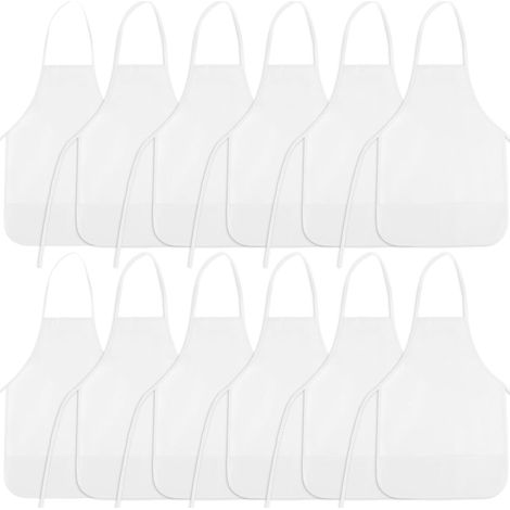 Lot de tabliers de peinture pour enfants avec 2 poches spacieuses - Vêtement de protection pour travaux manuels et cuisine (1/5)