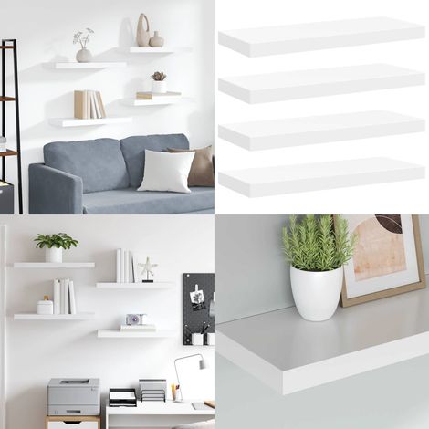 Schweberegale 4 Stk. Weiß 60x23,5x3,8 cm MDF - Schweberegale - Wandregale - Regalset - Weißes Regal - Modernes Regal - Home & Living (1/5)