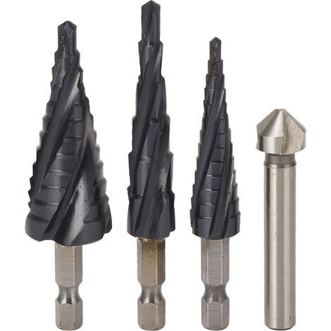 Punta da trapano a gradini elicoidale a 4 scanalature, gambo da 1/4 di pollice M35, set al cobalto per metallo, legno e plastica -Crezuo