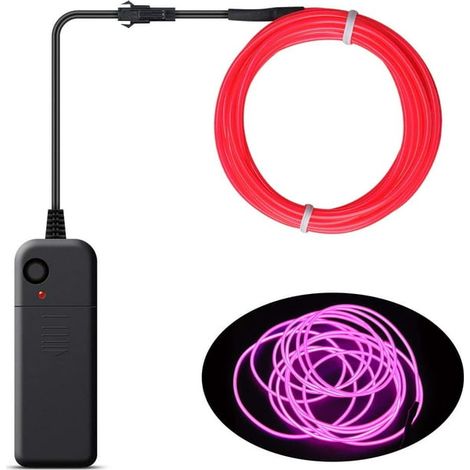 Fil Lumineux Néon Flexible 3m Rose pour Décorations Halloween, Noël, Fêtes et Ambiance Festive (1/5)