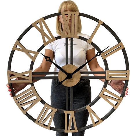 Reloj de pared grande WOOD LOFT de 80 cm