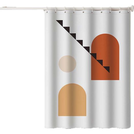 Rideau de douche en polyester imprimé numériquement, imperméable, 180 x 180 cm, YSF004 (1/5)