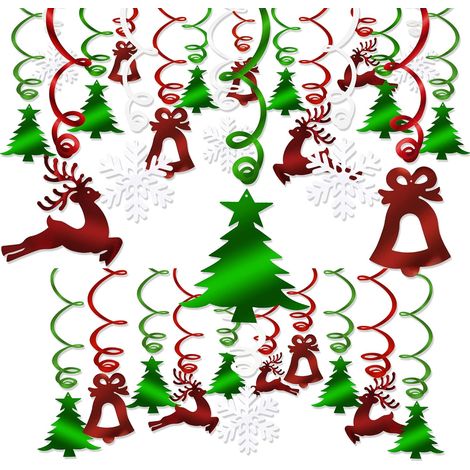 Set mit 3 Weihnachtsdekorationen, Deckenwirbelgirlande, Wimpelkette