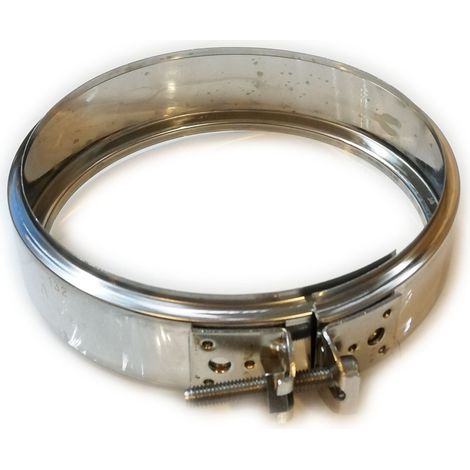 Fascetta di bloccaggio coprigiunto inox per tubo doppia parete - 1pz, diametro 200mm (1/3)