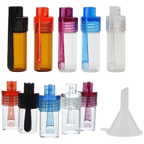 10 Pièces Mini Bouteilles D'Épices en Poudre avec 1 Entonnoir, Outil pour D'Épices, Adapté L'extérieur, Le Camping et les Voyages. - (1/5)