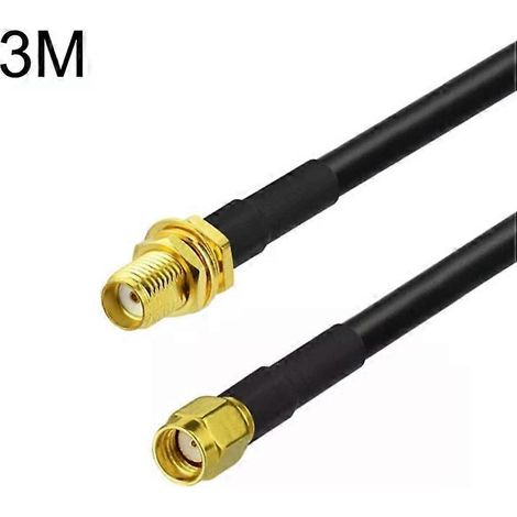 Câble adaptateur coaxial SMA femelle vers RP-SMA mâle - 3 m RG58, (1/5)