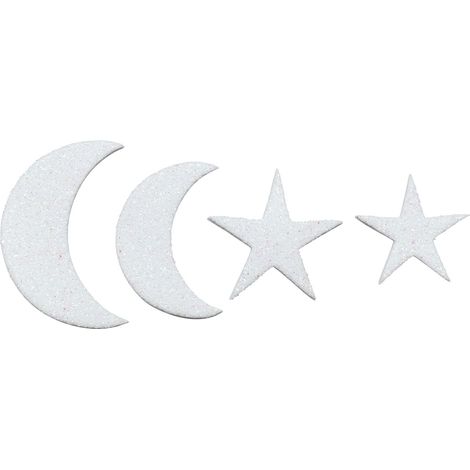 Glorex Moosgummi Sticker Mond+Sterne, 60 Stück Sticker