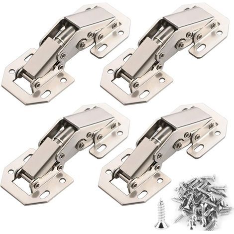 Charnière Porte Placard 90 Degrés avec Vis Amortisseur Piston Compression Support Relevable Accessoire Meubles Coin 77mm x 32mm,4PCS (1/5)