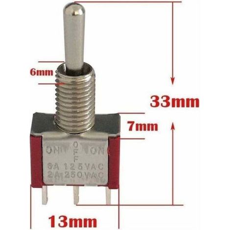 Interrupteur À Bascule SPDT - 3 Positions ON OFF ON - 125 V 6 A 250 V 2 A - Projets Électroniques Et Automobiles - Rouge - 10 Pièces (1/4)