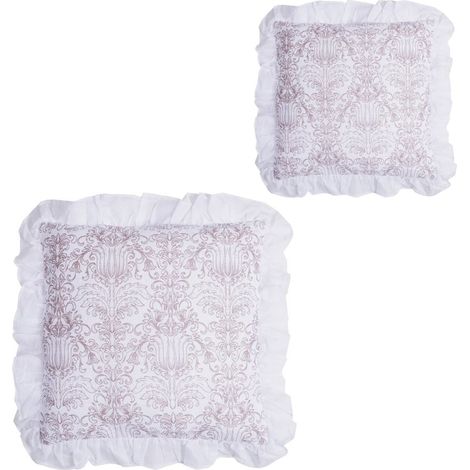 Lot de 2 coussins avec frange 50x30 cm imprimé vieux rose - PINKY