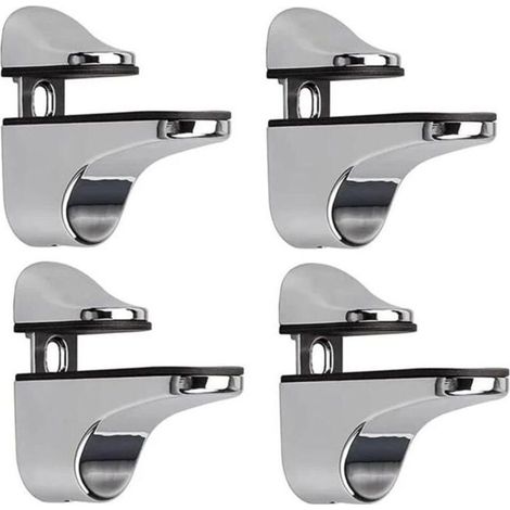 Support d'étagère - OKZ - Réglable (lot de 4) - Alliage de zinc - Fixation murale - Pour verre et bois (1/4)