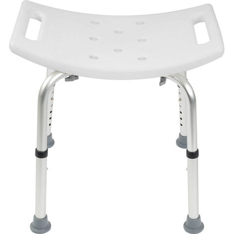 Karat – Tabouret de douche réglable en hauteur 37,5-49,5 cm – Capacité de charge 136 kg – Pieds antidérapants – Assise perforée pour drainage rapide