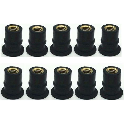 10 Pcs M5 Pare-brise Wellnut,Écrou de Puit Écrou de Pare-Brise de Moto Boulon de Pare-Brise en Caoutchouc et Laiton Métrique Boulon de Vis de Pare-Brise (Straight convexity, M5)，1.21.21. (1/3)