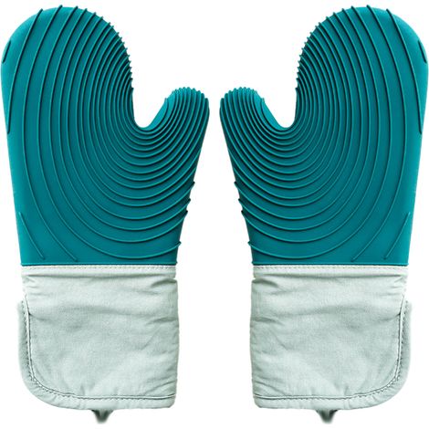 Gant De Four En Silicone - Résistant Jusqu'à 230 °C - Doublure Coton Épaisse - Antidérapant Et Imperméable - Pour Cuisson Boulangerie Grillade - Par 2 (1/5)
