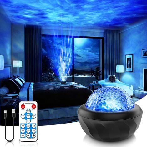 Projecteur LED Aurores Boréales avec motif galaxie, veilleuse, télécommande, couleurs réglables, noir, pour chambre, chambre d'enfant, décoration, fêtes (1/3)