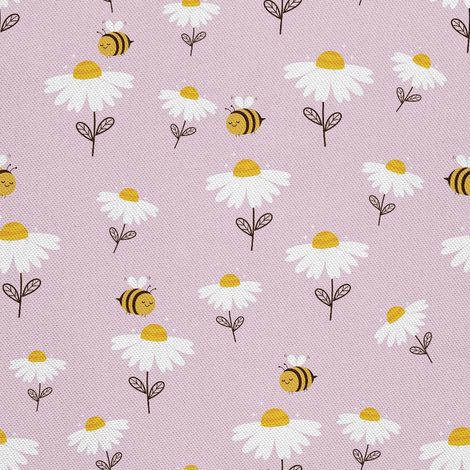 Tissu d'extérieur décoratif Oxford - motif marguerites et abeilles (1/5)