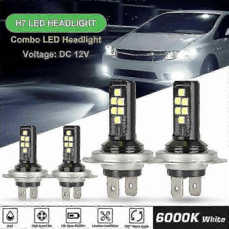 4x H7 120W LED-Scheinwerferlampen-Set - 60000lm Superhelles 6000K Weiß Fern- und Abblendlicht Edition 0923
