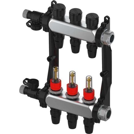 TECE TECEfloor Edelstahlverteiler HKV 6, Typ TECElogo-Push SLQ, mit Durchflussanzeige, 1 IG flachdichtend, 77311106 (1/5)