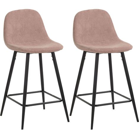 Set 2 Sgabelli 43x40x91,5 cm in Velluto Rosa (1/3)