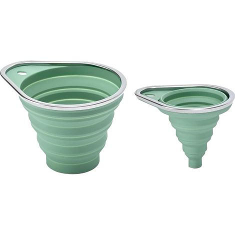 Lot de 2 entonnoirs pliables en silicone, entonnoir de cuisine, comprenant un grand et un petit entonnoir pour remplir les bouteilles et conserver les aliments. (1/5)