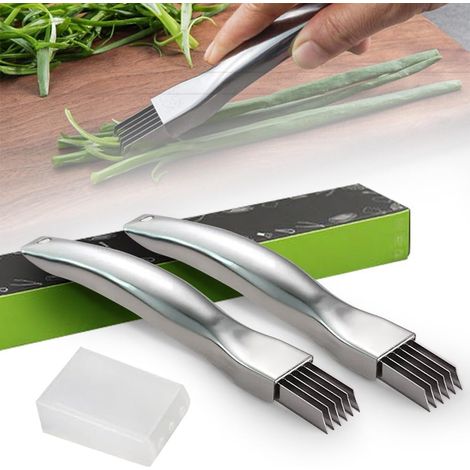 2 Pièces Couteau à oignon, Acier inoxydable, 6 lames, Poignée ergonomique, Trou de suspension, Cuisine maison (1/5)