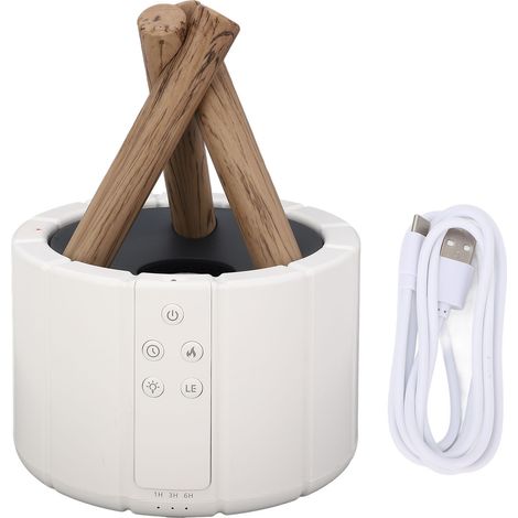 Diffuseur de feu de camp 250 ml, diffuseur de flammes de feu de camp, humidificateur innovant simulant un feu de camp pour la maison, le bureau ou une table, blanc (1/5)