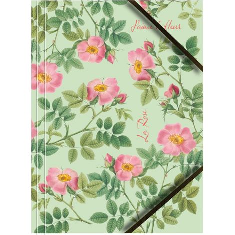 Cartellina in cartoncino laccato, formato A4, con angoli elasticizzati. Rose BT601-D1