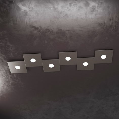 Plafoniera moderna top light eccentric 1156 6l gx53 led metallo lampada parete soffitto, finitura metallo marrone