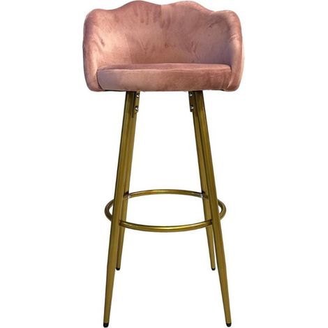 Tabouret Orel en velours rose avec pieds dorés mats Design élégant et confortable (1/3)
