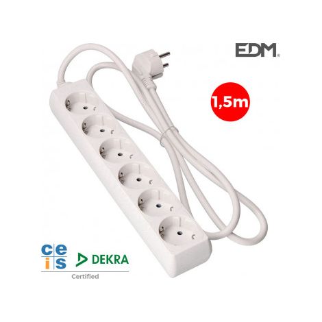 Base múltiple, 6 tomas, Schuko, 15m, 3x1.5mm 41006