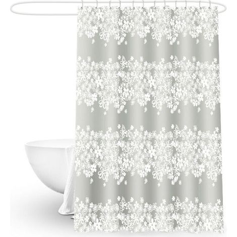 Beach Shower Curtain Set - Generously Wide Waterproof Polyester Fabric - Comes with Lining and Hooks