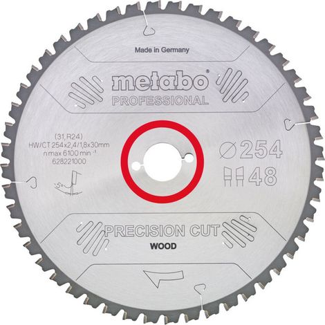 Metabo Sägeblatt precision cut wood - professional 315x2,4/1,8x30, Z48, Spanwinkel -5°, Wechselzahn (1/4)