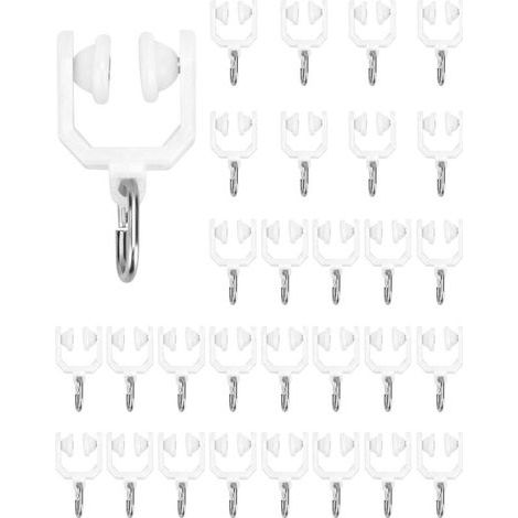 30 pièces d'accessoires de remplacement simples pour l'installation de rails courbés, rails pliables, poulies, perles de rideau (1/4)