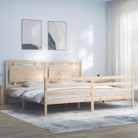 Bed Frame without Mattress Super King Size Solid Wood vidaXL (1/5)