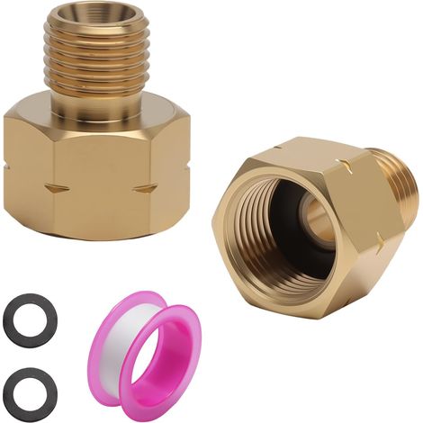 Adaptateur Bouteille Gaz 2 Pièces 3/8 Femelle vers 1/4 Mâle GAZ L – Raccord Laiton LPG avec Bande Étanchéité PTFE – Connecteur Réducteur Tuyau Propane Butane pour Barbecue Camping Cuisinière (1/5)
