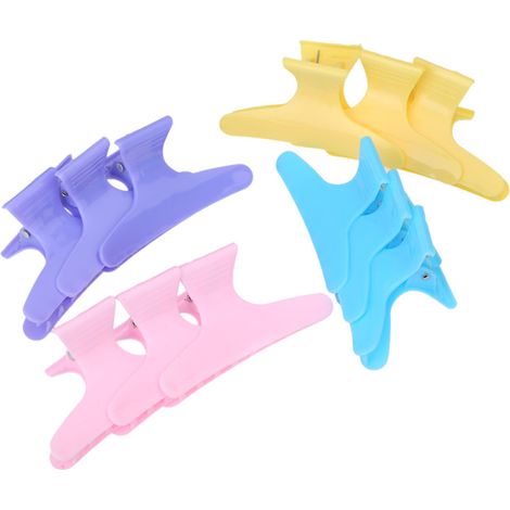 12 pinzas para el cabello de plástico con forma de mariposa, coloridas y elegantes, ideales para salones de belleza. (1/5)