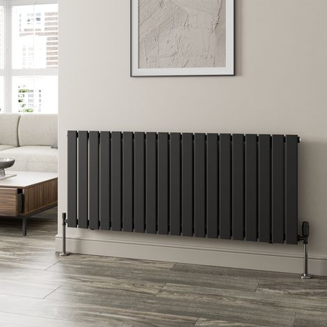 Black Flat Panel Designer Radiator Vertical Horizontal 600 x 1440mm Single Panel