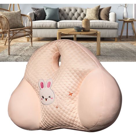 Coussin de dossier de chaise, oreiller lombaire d'été, coussin de soutien lombaire à motif lapin rose pour canapé, chambre, bureau, voiture (1/5)