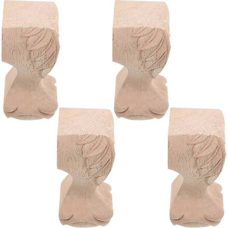 Pieds de meubles en bois sculpté, beige, 12 cm (4,72 pouces), lot de 4, adaptés pour remplacer les pieds de canapés et de meubles. (1/5)