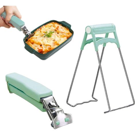 Set di 2 pinze per alimenti caldi, pinze da forno, per spostare piatti caldi, ciotole, vassoi, pentole (verde) (1/5)