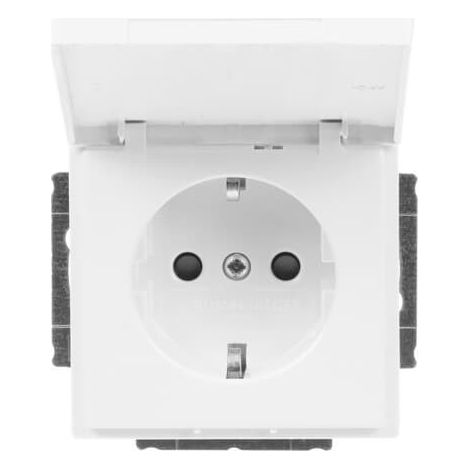Busch-Jaeger Inserto presa SCHUKO® Safety+ con coperchio a cerniera senza divaricatore bianco studio - Plattform 63 (20 EUKBR-84), 2CKA002018A1529