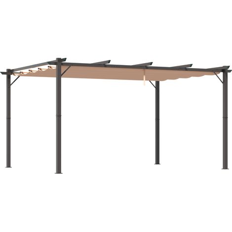 Pérgola de jardín 3 x 4 m con techo de tela regulable, estructura de aluminio, protección solar y lluvia, gris (1/5)