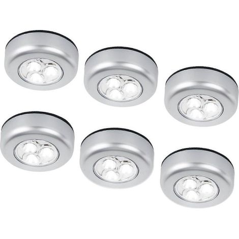 Lot de 6 veilleuses LED sans fil à piles, lampe tactile adhésive à fixer par simple pression, pour placards, armoires, comptoirs (1/5)