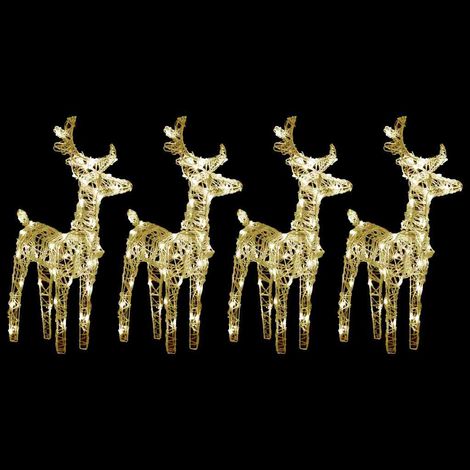 Rennes de Noël Lumineux 4 pcs Décoration Jardin 160 LED Blanc Chaud Acrylique 55 cm - PANGIVO (1/5)